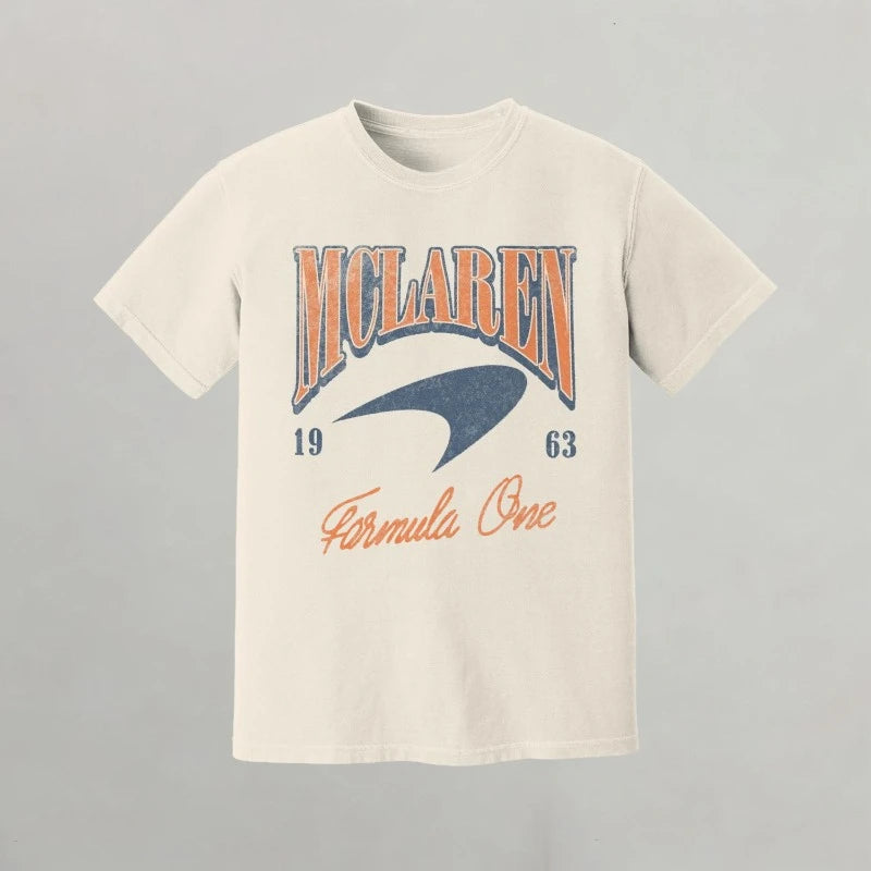 Mclaren Retro Racing Shirt, Retro Style F1 T-Shirt, Men and Women Summer and Autumn Pure Cotton Comfortable Short Sleeved Shirt